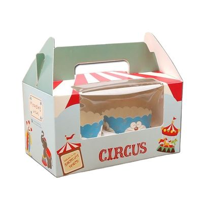 รีไซเคิล CupCake Takeaway กล่องบรรจุภัณฑ์อาหารแบบกำหนดเอง Spot UV