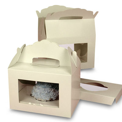 รีไซเคิล CupCake Takeaway กล่องบรรจุภัณฑ์อาหารแบบกำหนดเอง Spot UV
