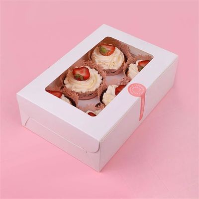รีไซเคิล CupCake Takeaway กล่องบรรจุภัณฑ์อาหารแบบกำหนดเอง Spot UV