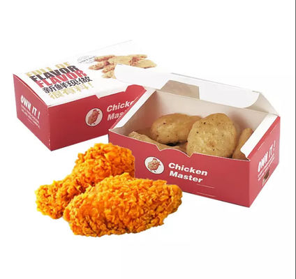 กล่องบรรจุอาหารแบบกำหนดเองแบบพับได้ 400gsm แบบพับได้ไก่ทอด