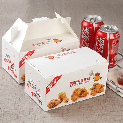 กล่องบรรจุอาหารแบบกำหนดเองแบบพับได้ 400gsm แบบพับได้ไก่ทอด