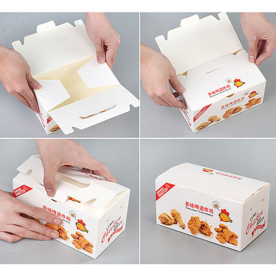 กล่องบรรจุอาหารแบบกำหนดเองแบบพับได้ 400gsm แบบพับได้ไก่ทอด