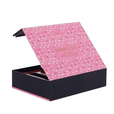ส่วนบุคคล CMYK Pink Gold Foil Gift Boxes Magnetic Lid