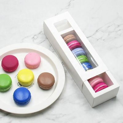oEM Macaron กล่องบรรจุภัณฑ์อาหารแบบกำหนดเองพร้อมหน้าต่างใส